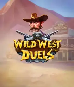  Dive into the daring world of "Wild West Duels" by Pragmatic Play, featuring a gritty gunslinger ready for a showdown. The image features a resolute cowboy with crossed pistols, set against a dusty Western town. His sharp gaze and detailed attire capture the essence of the Old West. The game's title is prominently featured in a striking font, enhancing the adventurous theme. 